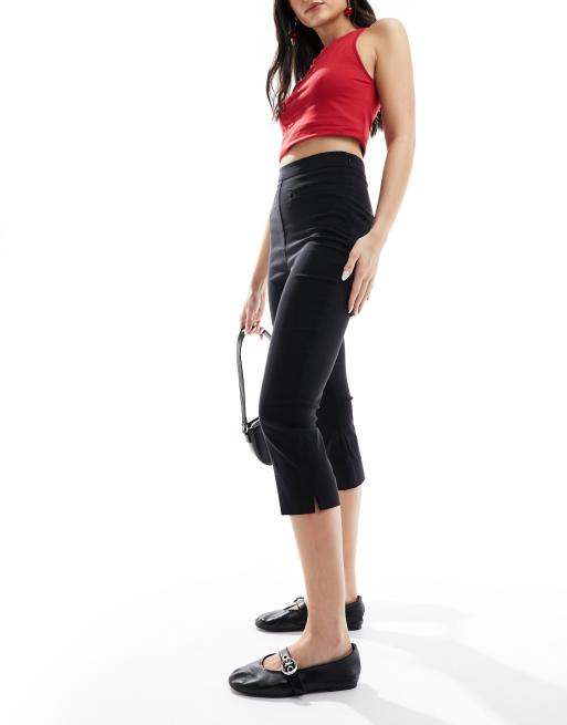 ASOS DESIGN longline capri pants in black