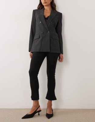 Asos Design Longline Capri Pants With Flared Hem In Black