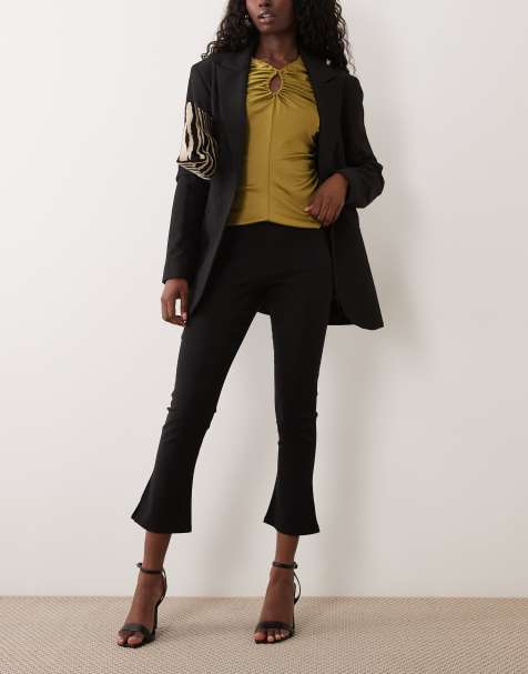 ASOS DESIGN longline capri pants with flared hem in black - view 1