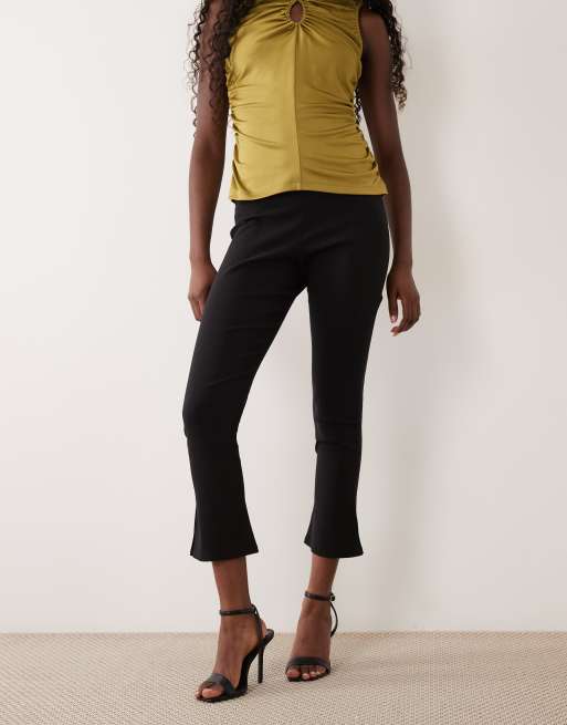 ASOS DESIGN longline capri trousers with flared hem in black, 3 of 5