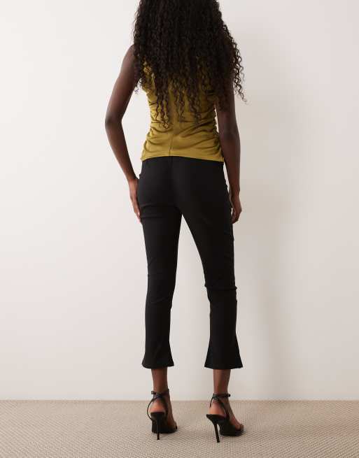 ASOS DESIGN longline capri trousers with flared hem in black, 4 of 5