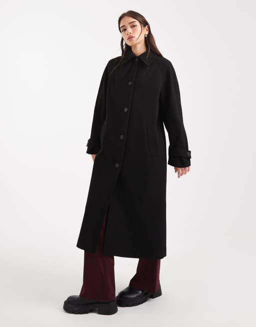 ASOS DESIGN longline car coat in black