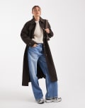 [ASOS DESIGN] ASOS DESIGN longline car coat in chocolate-Brown M Brown