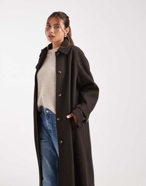 ASOS DESIGN longline car coat in chocolate
