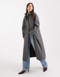 [ASOS DESIGN] ASOS DESIGN longline car coat in herringbone-Black L Herringbone