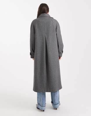 Asos Design Longline Car Coat In Gray
