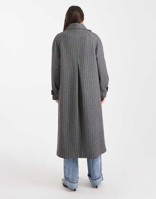 ASOS DESIGN longline car coat in herringbone
