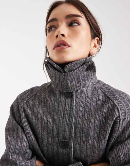 ASOS DESIGN longline car coat in herringbone, 3 of 4