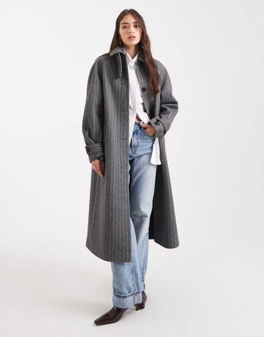 ASOS DESIGN longline car coat in herringbone