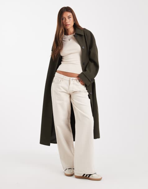 ASOS DESIGN longline car coat in olive - view 1