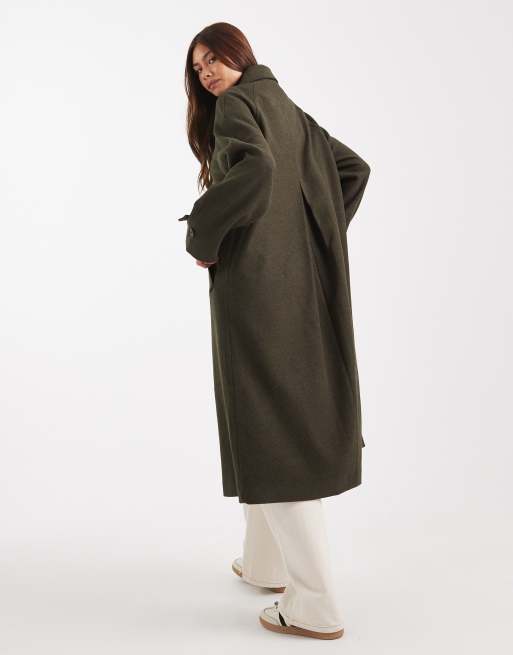 ASOS DESIGN longline car coat in olive