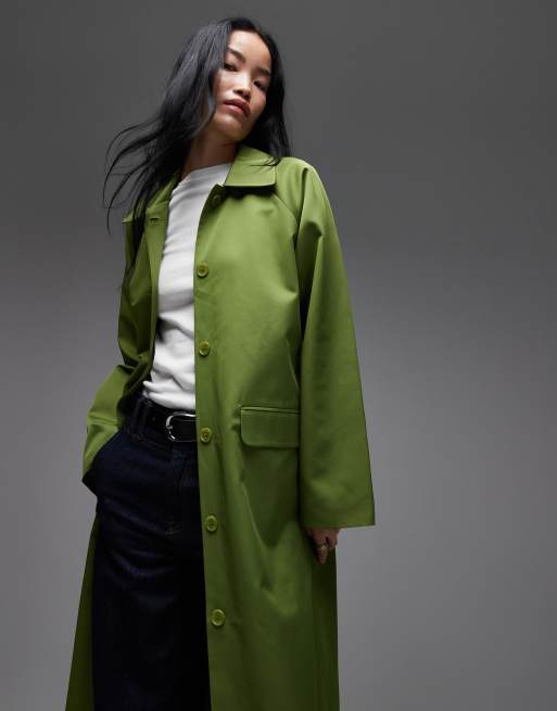 ASOS DESIGN – Longline-Car-Coat in Olivgrün mit Raglanärmeln, 4 von 4