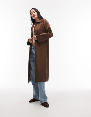 ASOS DESIGN - Longline-Car-Coat in Schokobraun mit Raglanärmeln-Brown
