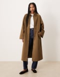 [ASOS DESIGN] ASOS DESIGN longline car trench coat in khaki-Brown M Khaki
