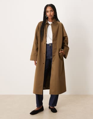 ASOS DESIGN longline car trench coat in khaki