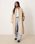 [ASOS DESIGN] ASOS DESIGN longline car trench coat in stone-Neutral S Camel