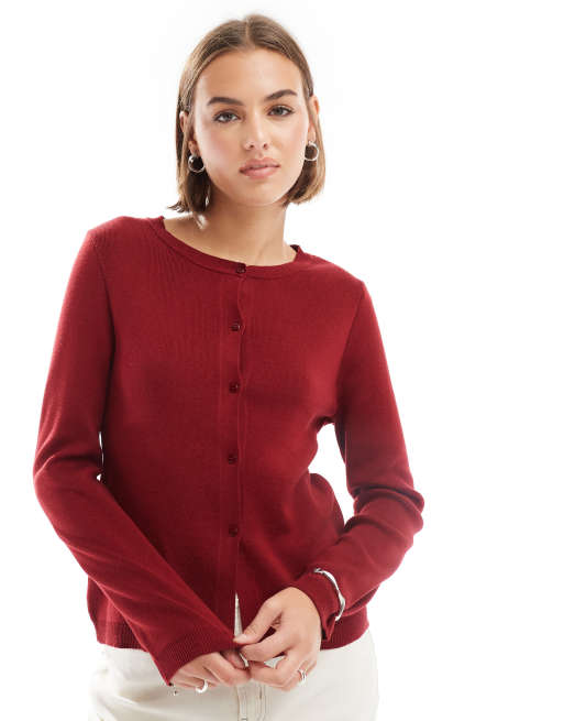 ASOS DESIGN longline cardigan in burgundy ASOS