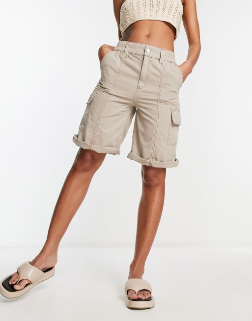 Ladies long discount cargo shorts