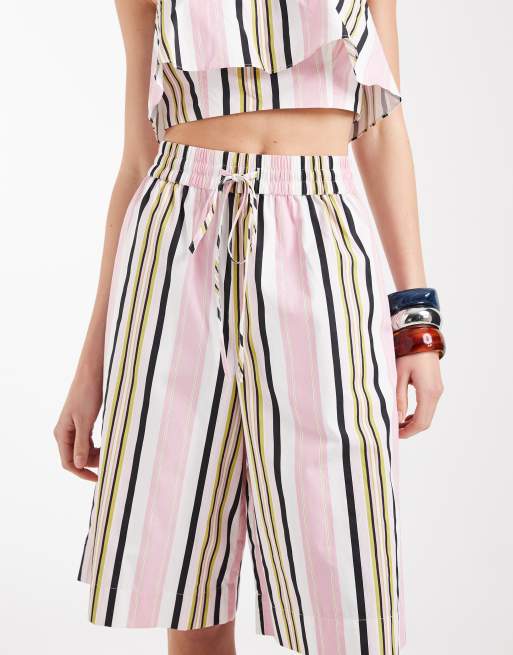 ASOS DESIGN longline co-ord shorts in multi stripe, 5 of 9