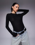 [ASOS DESIGN] ASOS DESIGN longline dry handle rib top in black XS BLACK