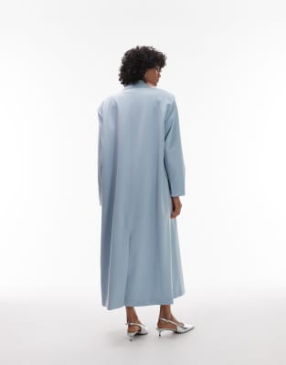 Asos Design Longline Duster Blazer In Blue