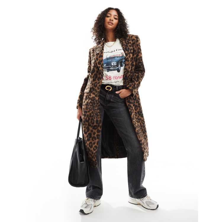 ASOS DESIGN longline duster jacket in brushed leopard print ASOS