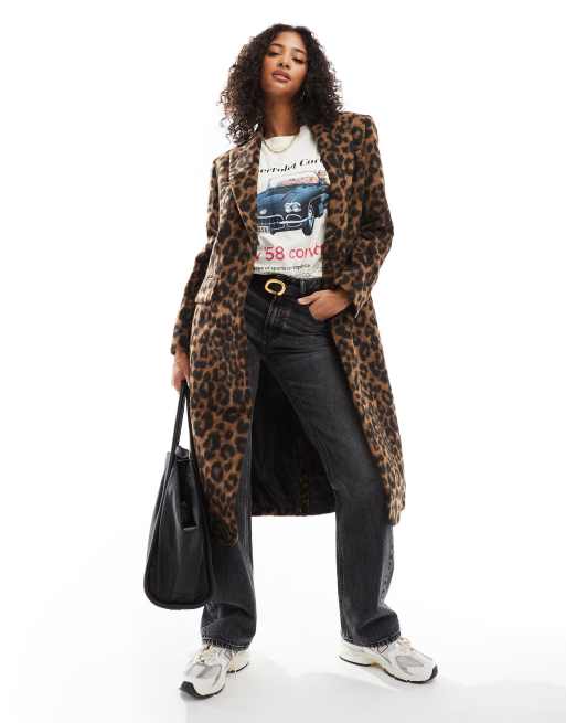 ASOS DESIGN longline duster jacket in brushed leopard print