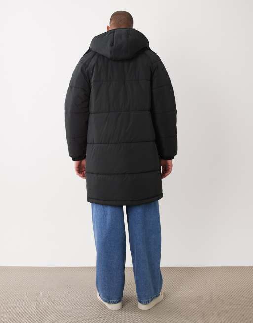 ASOS DESIGN - Longline-dynejakke i sort, 4 af 5