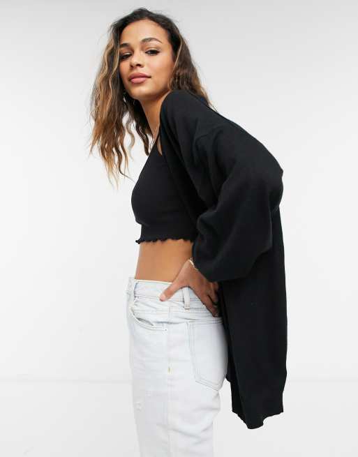 ASOS DESIGN longline fine knit cardigan in black