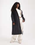 [ASOS DESIGN] ASOS DESIGN longline fleece lined rain coat in black L Black