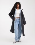 [ASOS DESIGN] ASOS DESIGN longline fleece-lined raincoat in black and blue-No colour M Black & blue