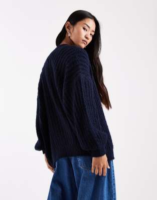 Asos Design Longline Fluffy Edge To Edge Cardigan In Blue