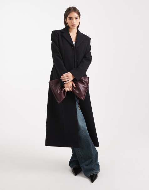ASOS DESIGN longline formal coat with nipped waist in navy - view 1