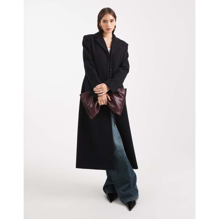 ASOS DESIGN longline formal coat with nipped waist in navy | ASOS