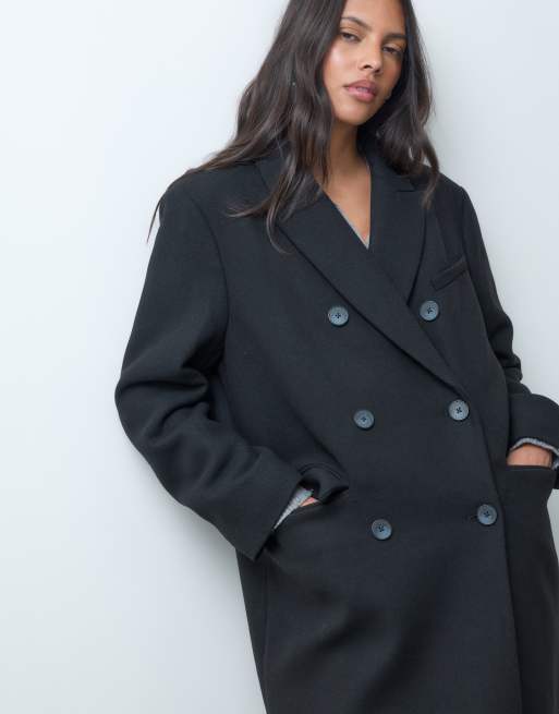 ASOS DESIGN longline formal dad coat with wool in black, 2 of 4
