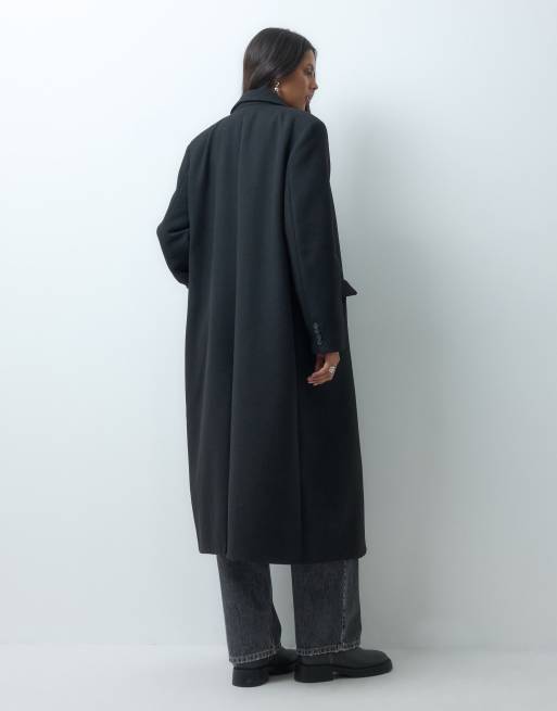 ASOS DESIGN longline formal dad coat with wool in black, 4 of 4