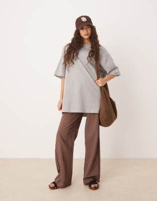 Asos Design Longline Heavyweight Oversized T-shirt In Gray