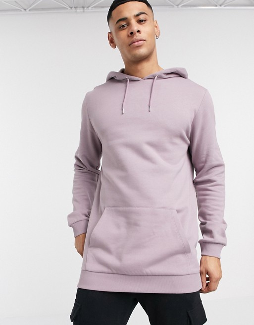 ASOS DESIGN longline hoodie in dusty purple | ASOS