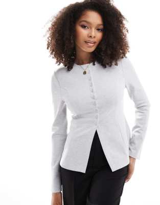 Asos Design Longline Jersey Cardigan In Gray Heather - Part Of A Set