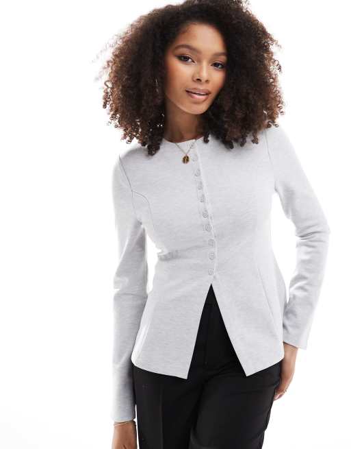 ASOS DESIGN longline jersey cardigan in grey marl (part of a set)