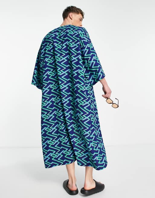 ASOS DESIGN Longline Kimono mit geometrischem Print Kombiteil ASOS