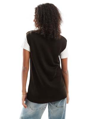 Asos Design Longline Layering Sweater Vest In Brown