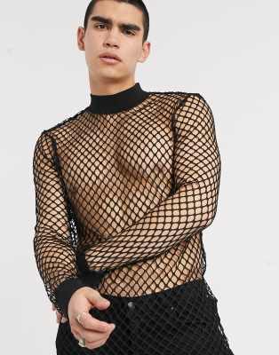 asos black mesh top