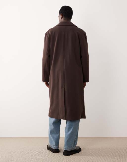 ASOS DESIGN – Longline-Mantel in dunkelbrauner Woll-Optik, 3 von 5