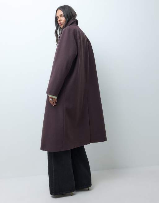 ASOS DESIGN Longline-Mantel mit doppelter Knopfleiste in Schokobraun, 4 von 4