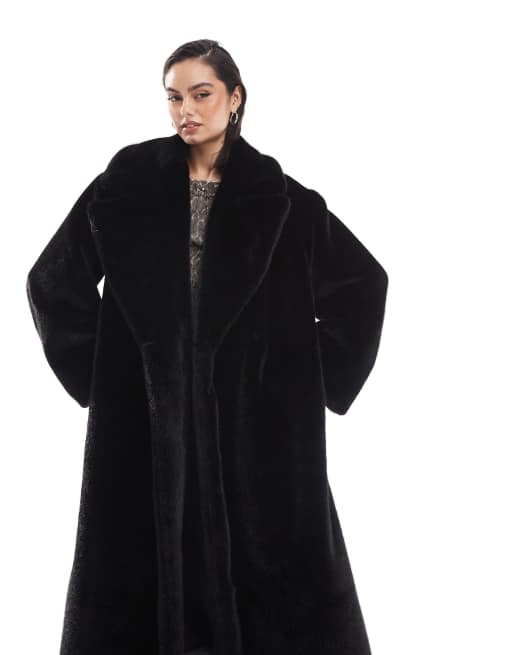 Asos black fur coat clearance