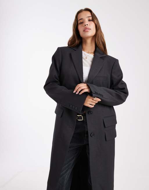ASOS DESIGN longline menswear-inspired blazer in charcoal, 2 of 4