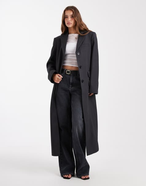 ASOS DESIGN longline mensy blazer in charcoal - view 1