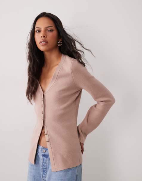 ASOS DESIGN longline nipped waist cardigan in camel - view 1