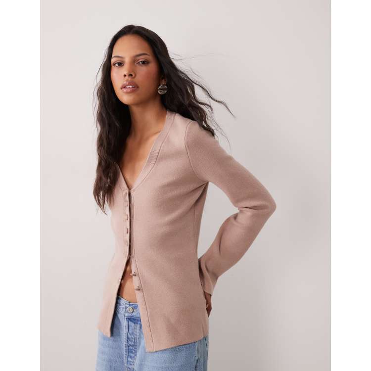 ASOS DESIGN longline nipped waist cardigan in camel | ASOS